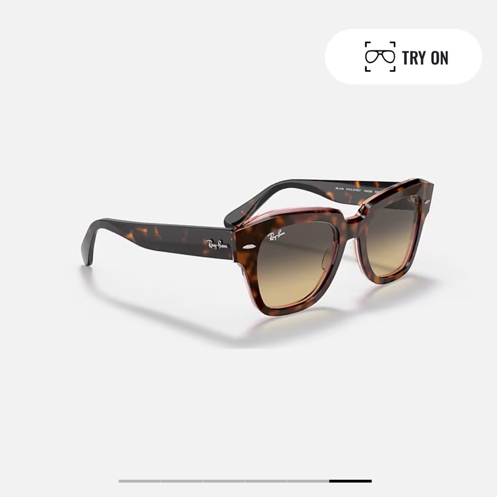 RayBan State Street Sunglasses, Polished Havana, Brown Lense